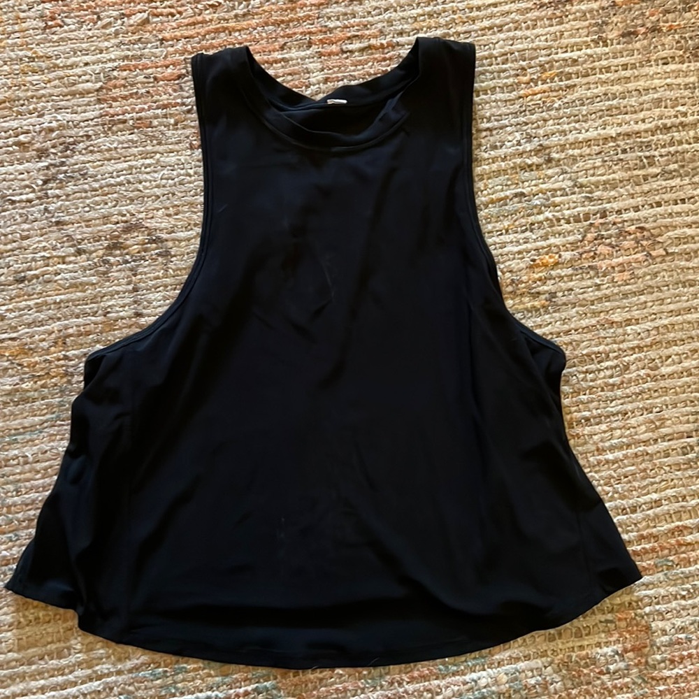 lululemon size small black flowy workout top with sheer back